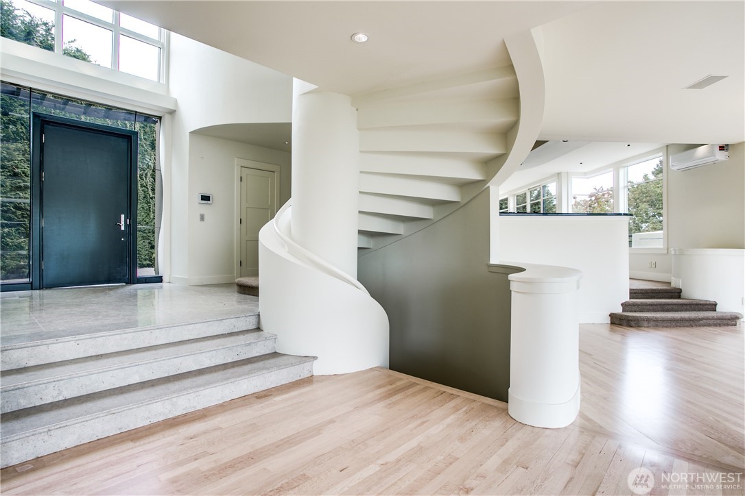 Architectural staircase inside a luxury Seattle residence